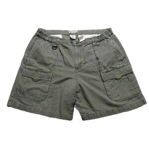 Columbia Mens Cargo Shorts L x 7 Gray Stretch 100% Cotton Pockets Elastic Waist